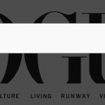 Vogue's search bar overlays on their logo in the heading.